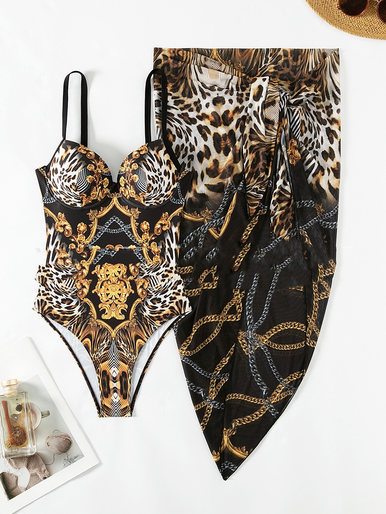 Double Shoulder With Steel Bracket Gather Thin Split Bikini Suit