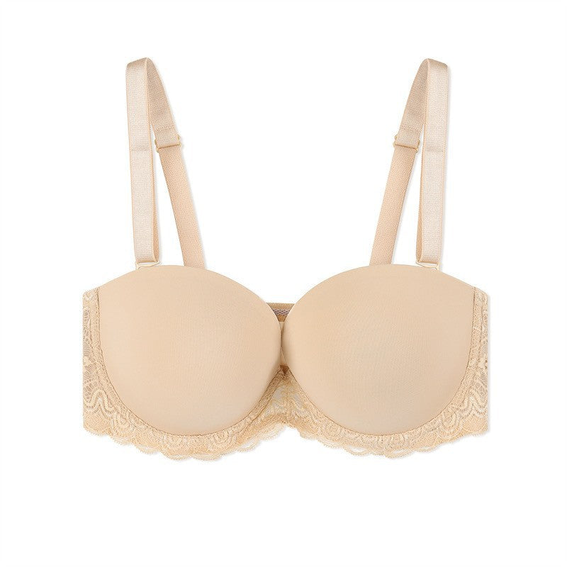 European And American Steel Ring Big Breast Small Push Up Tube Top Plus Size Bra Women