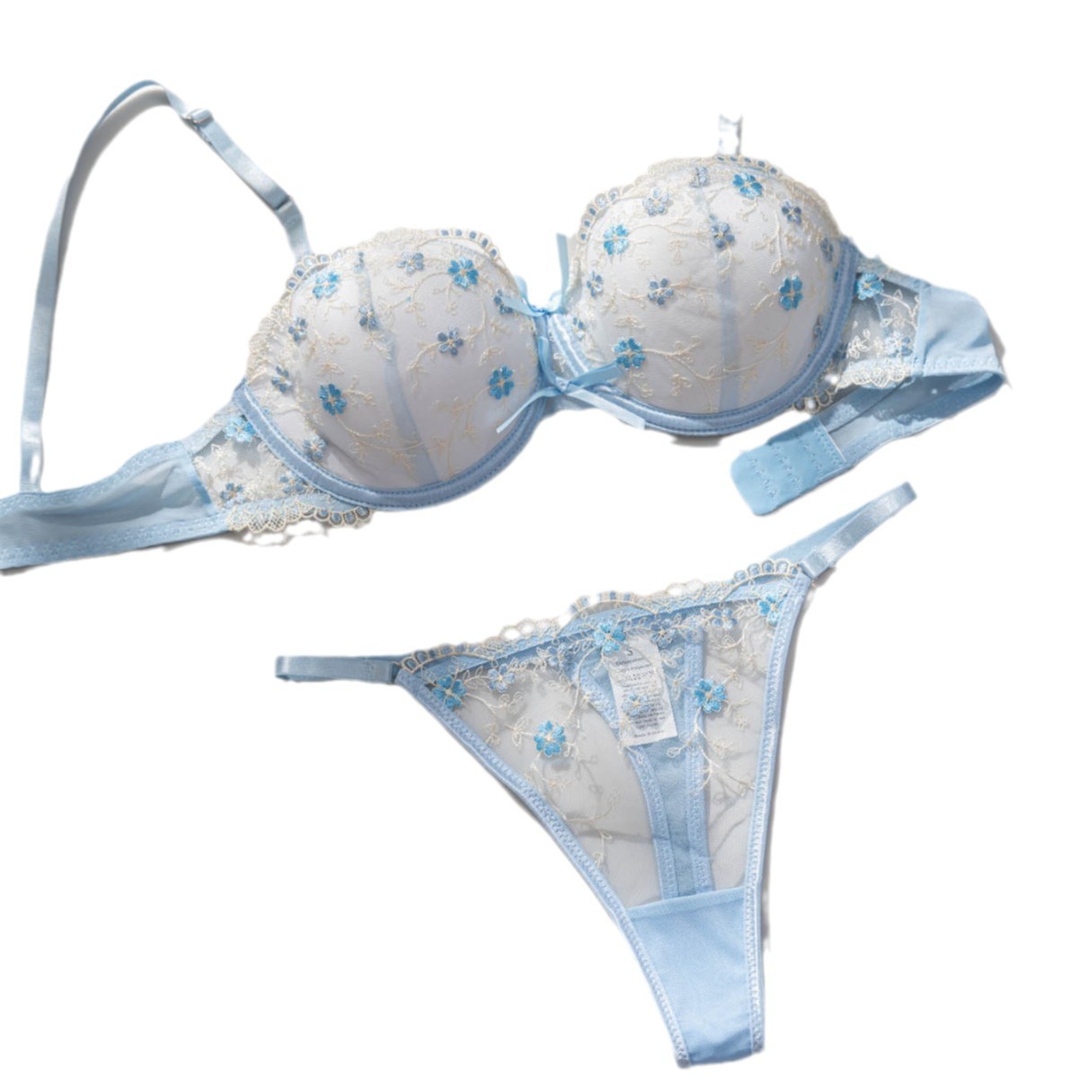 Lace Embroidered Bra T-back Suit Couple Underwear