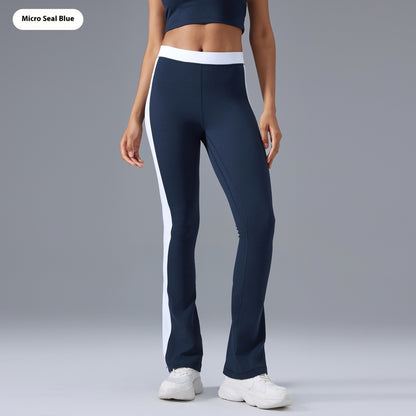 Yoga Fitness Suit Women's Contrast Color Halter Bra High Waist Hip Lift Yoga Bootcut Trousers