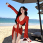 New Pure Desire Big Red Hot Spring Sexy Bikini Four-piece Suit