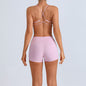 Beauty Back With Chest Pad Cross Spaghetti Strap Bra High Waist Fitness Pants