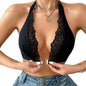 Deep V Neckline Revealing Chest Wireless Thin Cup Lace Bra