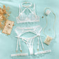 Sexy Cutout See-through Halter Bra Garter Four-piece Set
