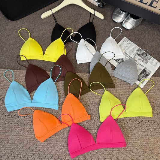 Pure Sexy Solid Color Triangle Cup Women's Bra