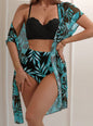 Women's Maple Leaf Printed High Waist Mesh Bikini Suit