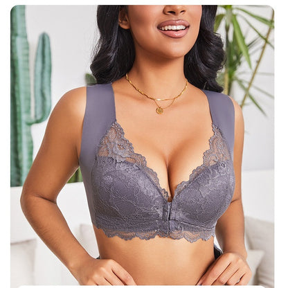 Women's Minimalist Gathered Beautiful Back Front Buckle Bra