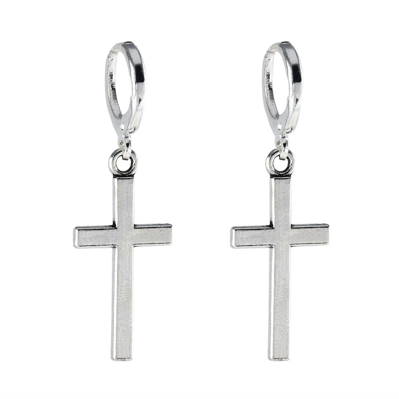 Cross Earrings Ear Buckle All-match Glossy Earrings Men And Women Accessories
