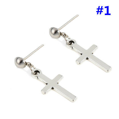 Cross Earrings Ear Buckle All-match Glossy Earrings Men And Women Accessories