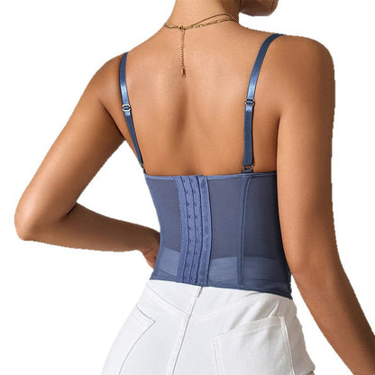 European, American And French Style Fishbone Bra Lace Vest Hollow Camisole Top