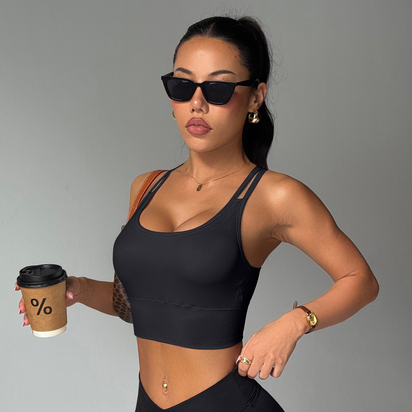 Fitness Yoga High-strength Sports Underwear Women's Shockproof Fixing Cup Yoga Bra