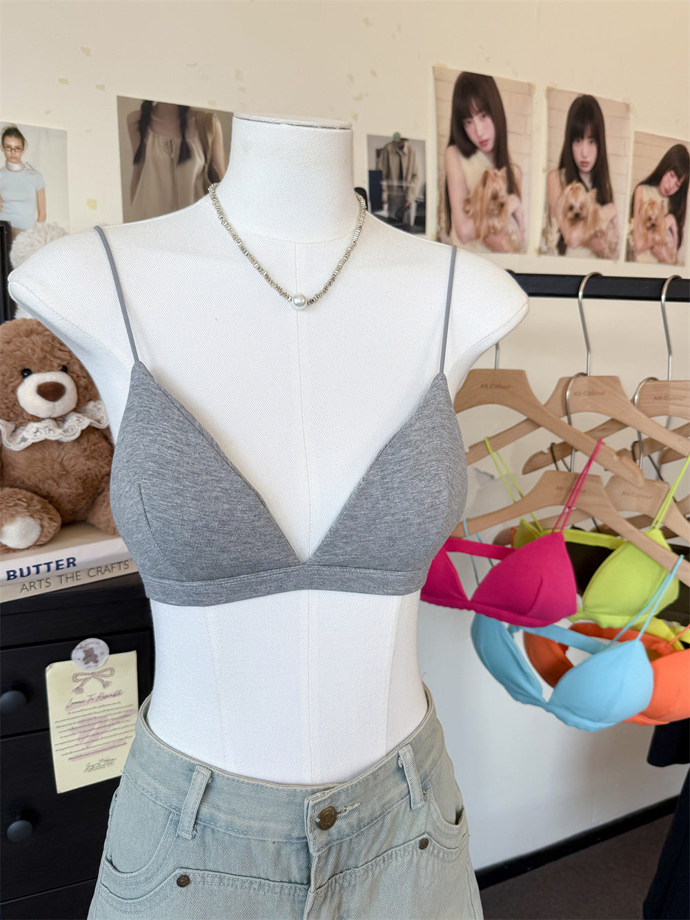 Pure Sexy Solid Color Triangle Cup Women's Bra