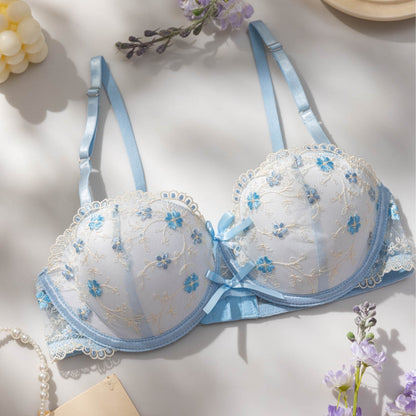 Lace Embroidered Bra T-back Suit Couple Underwear