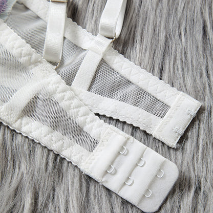 Female Creative Embroidered Printed Bra Set