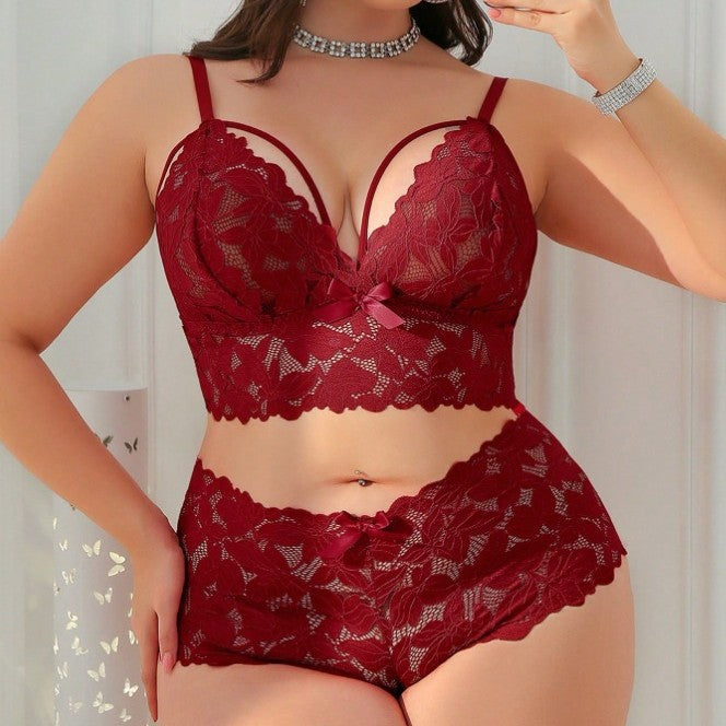Lace Figure-hugging Bra Set With A Sheer Designseductive Sleepwear And Lingerie