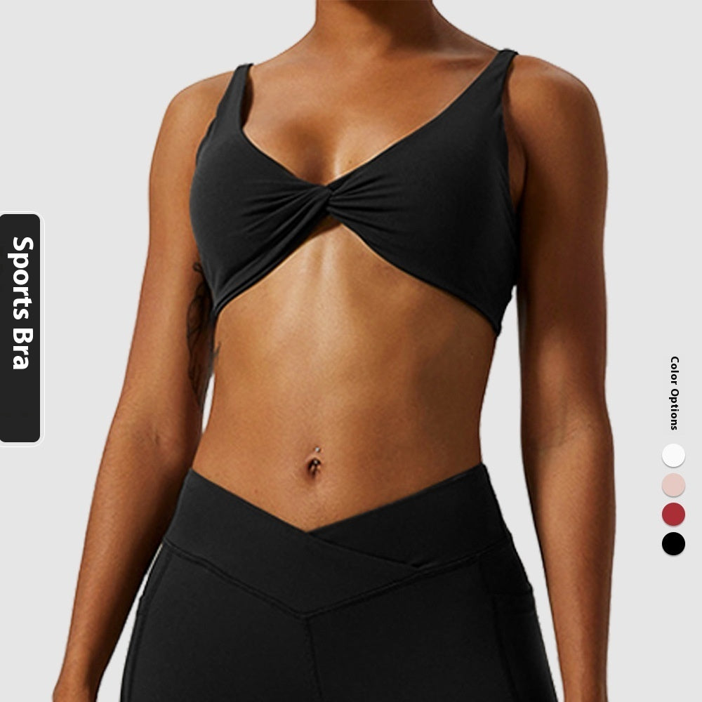 Women's Solid Color Cross Back Sports Bra