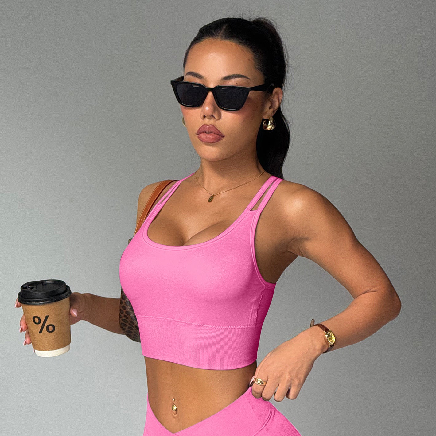 Fitness Yoga High-strength Sports Underwear Women's Shockproof Fixing Cup Yoga Bra