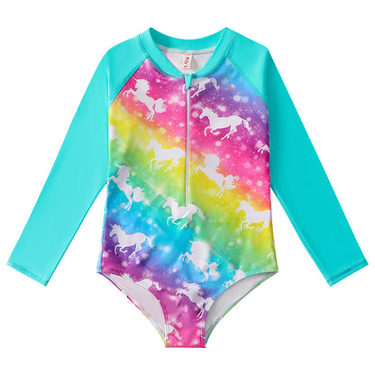 Girl's Long-sleeve One-piece Swimming Suit