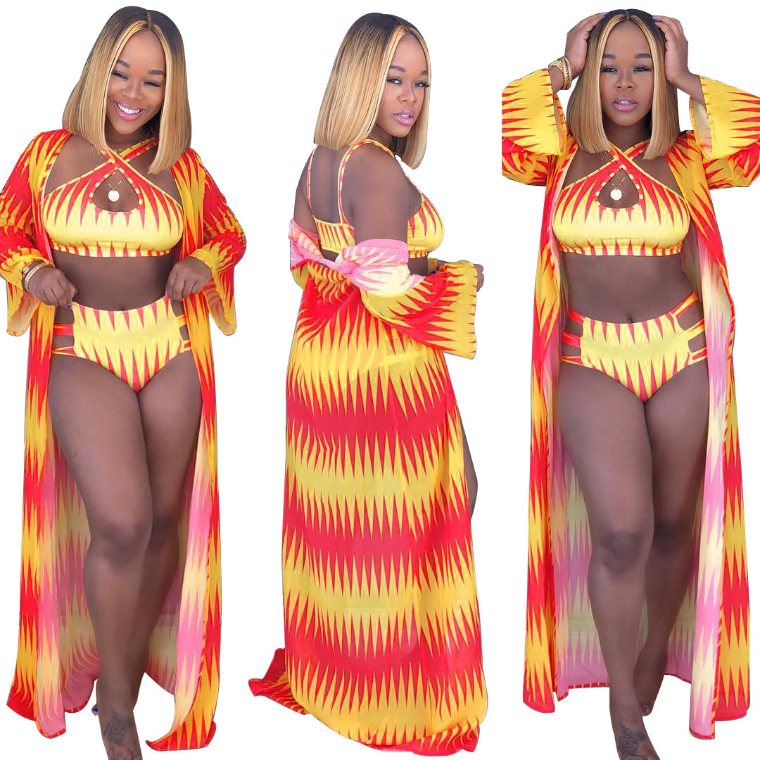 Women's Casual European And American Sexy Printed Bikini Swimming Suit