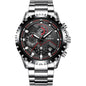 Men's quartz wrist watch with stainless steel belt