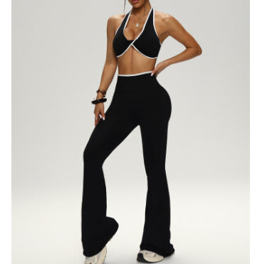 Bra High Waist Peach Hip Bell-bottom Pants Suit