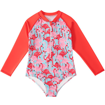 Girl's Long-sleeve One-piece Swimming Suit