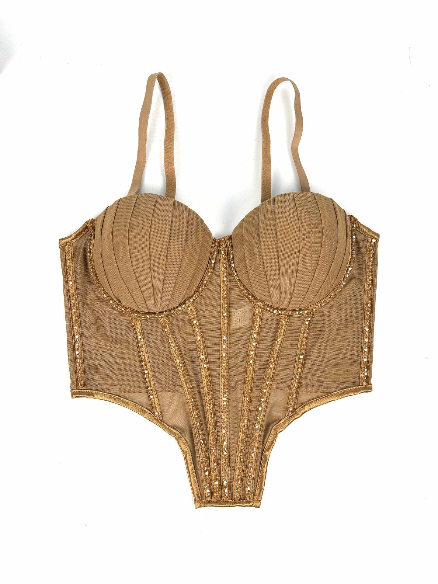 Sexy Mesh With Braces And Breast Pad Can Be Worn Outside Rhinestone Fishbone Plastic Bra