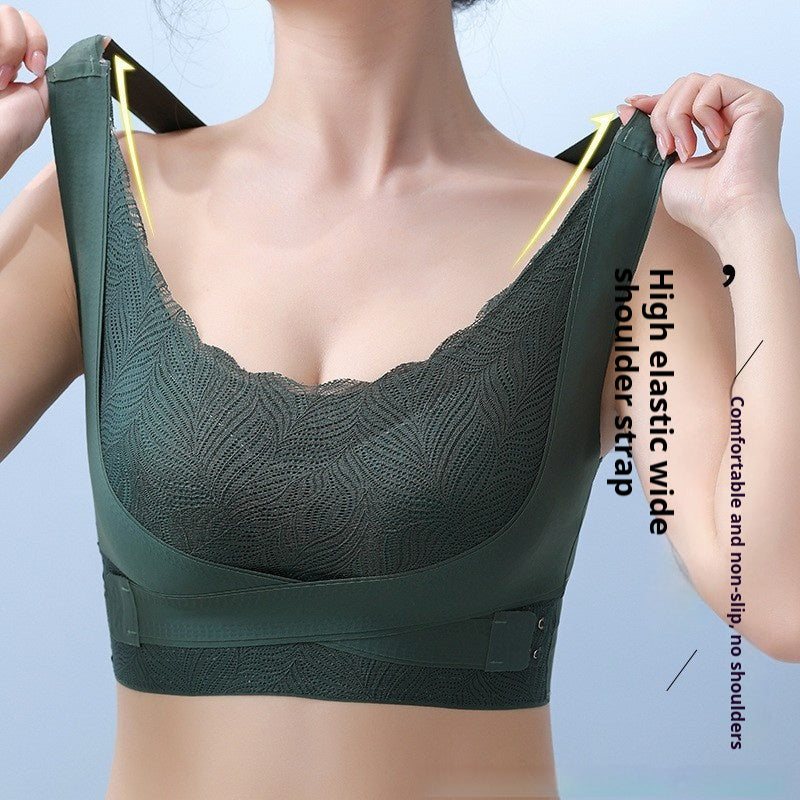 Lace Wide Shoulder Vest Style Women's Bra