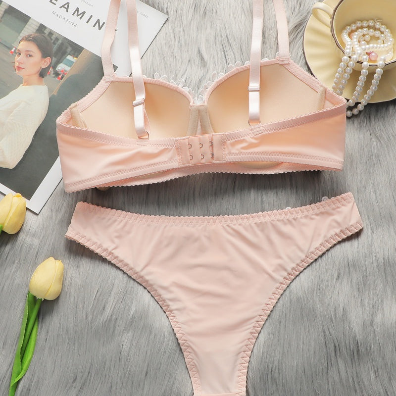 Women's Lingerie Set - Pink, Cute And Comfortable Push-Up Bra