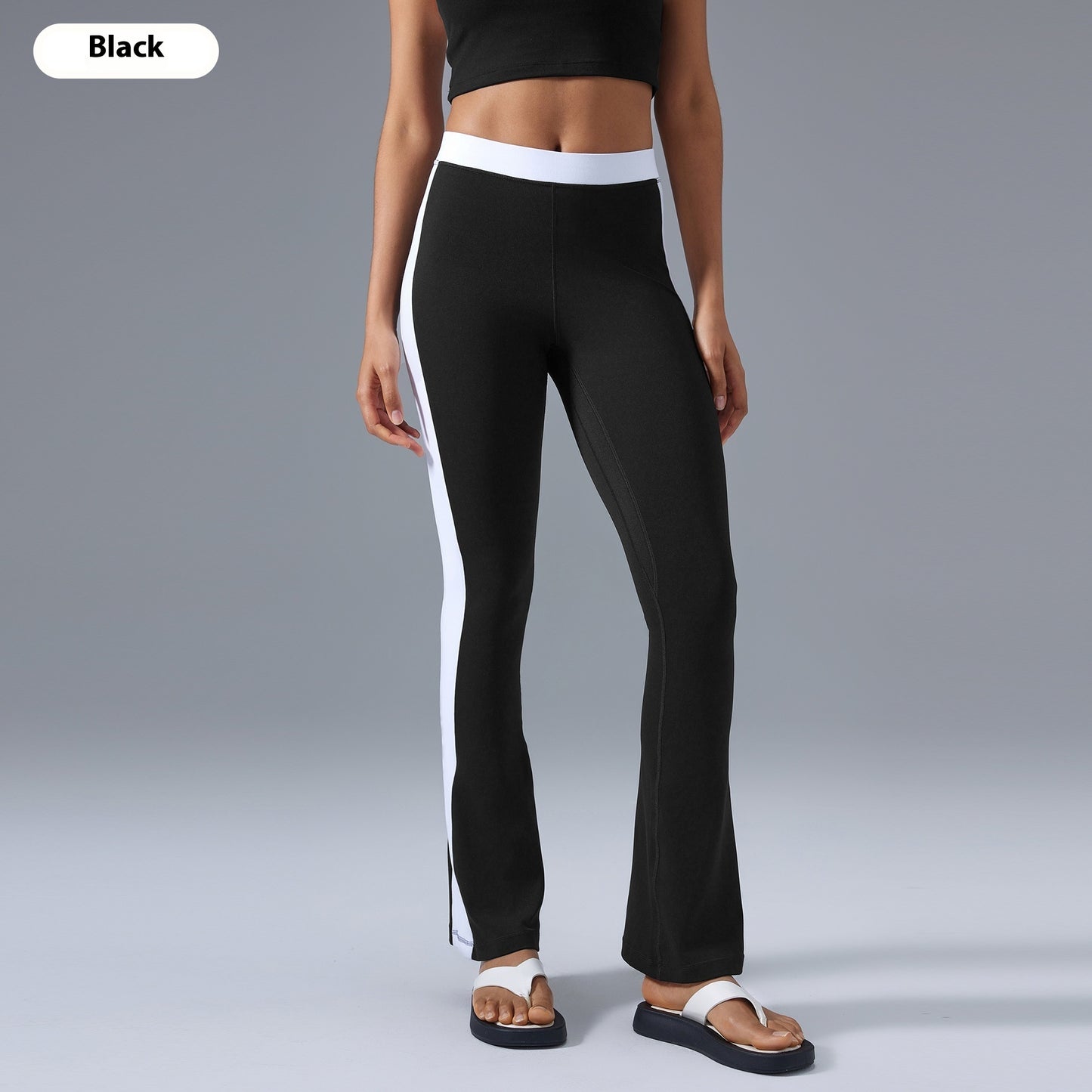 Yoga Fitness Suit Women's Contrast Color Halter Bra High Waist Hip Lift Yoga Bootcut Trousers