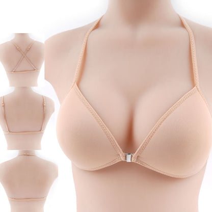 Women's Halter-style Bra With Triangular Cups Delicate Shoulder Straps