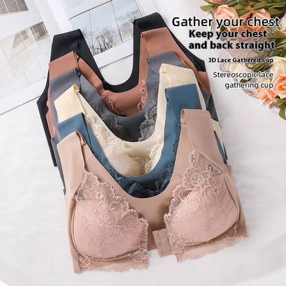 Women's Minimalist Gathered Beautiful Back Front Buckle Bra