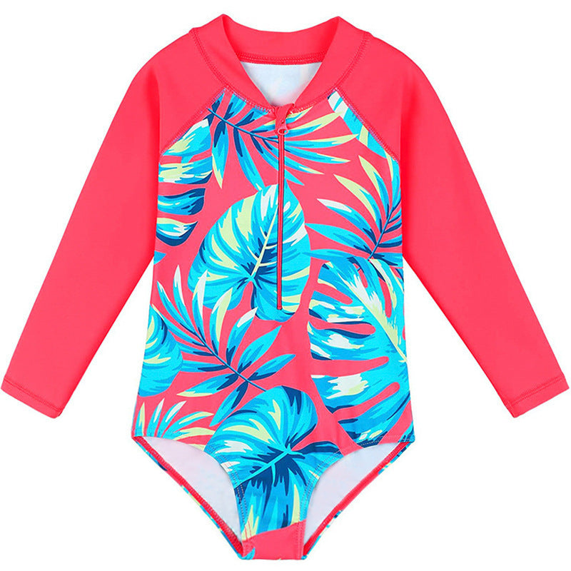 Girl's Long-sleeve One-piece Swimming Suit