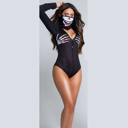 Halloween Hooded PNE-piece Suit Zombie Skeleton Suit