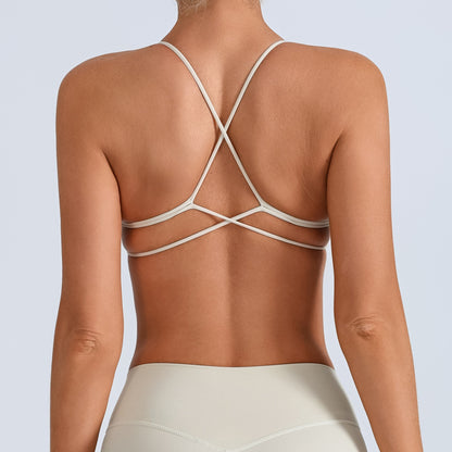 Beauty Back With Chest Pad Cross Spaghetti Strap Bra High Waist Fitness Pants
