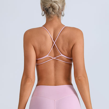 Beauty Back With Chest Pad Cross Spaghetti Strap Bra High Waist Fitness Pants