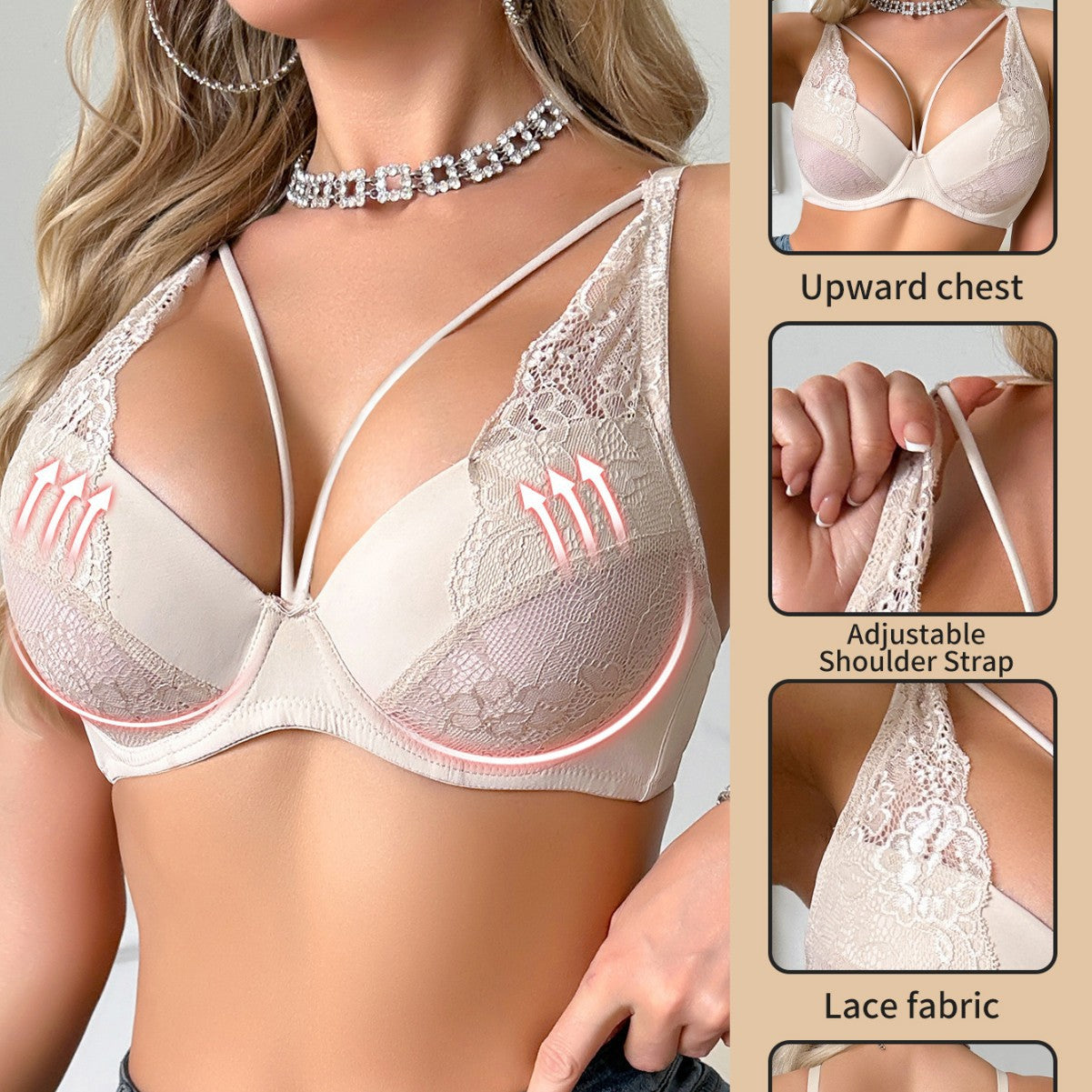 Sexy Lace Cross Bra With Steel Ring
