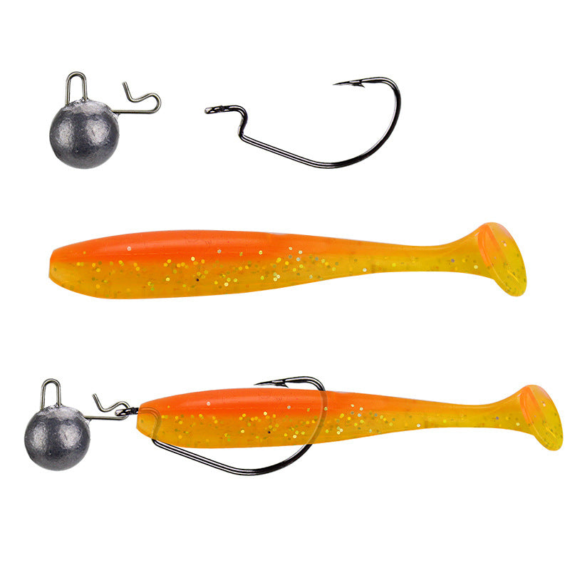 Simulation Two-color T Tail Jig Hook Crank Hook Suit