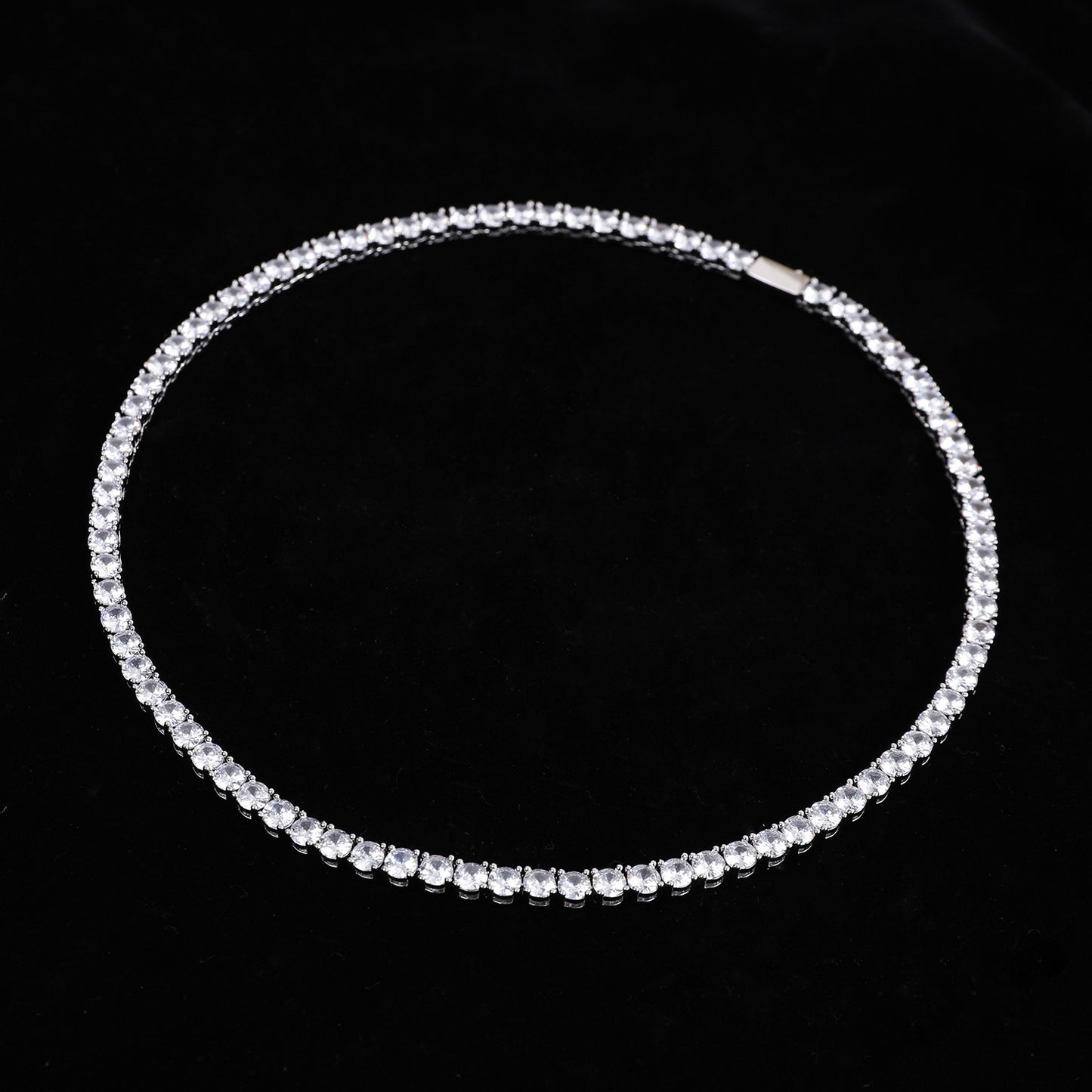 4mm Zircon Tennis Necklace Men And Women Couple Light Luxury Fashionista Accessories All-match Necklace