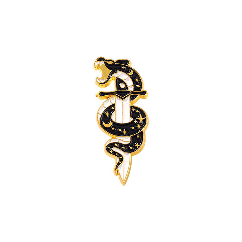 Cartoon Cute Snake-shaped Surround Alloy Brooch Men And Women Couples Dripping Oil Badge Accessories