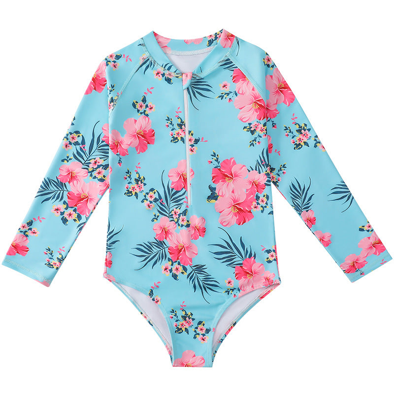 Girl's Long-sleeve One-piece Swimming Suit