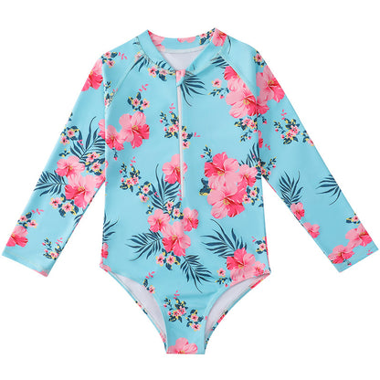 Girl's Long-sleeve One-piece Swimming Suit