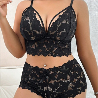 Lace Figure-hugging Bra Set With A Sheer Designseductive Sleepwear And Lingerie