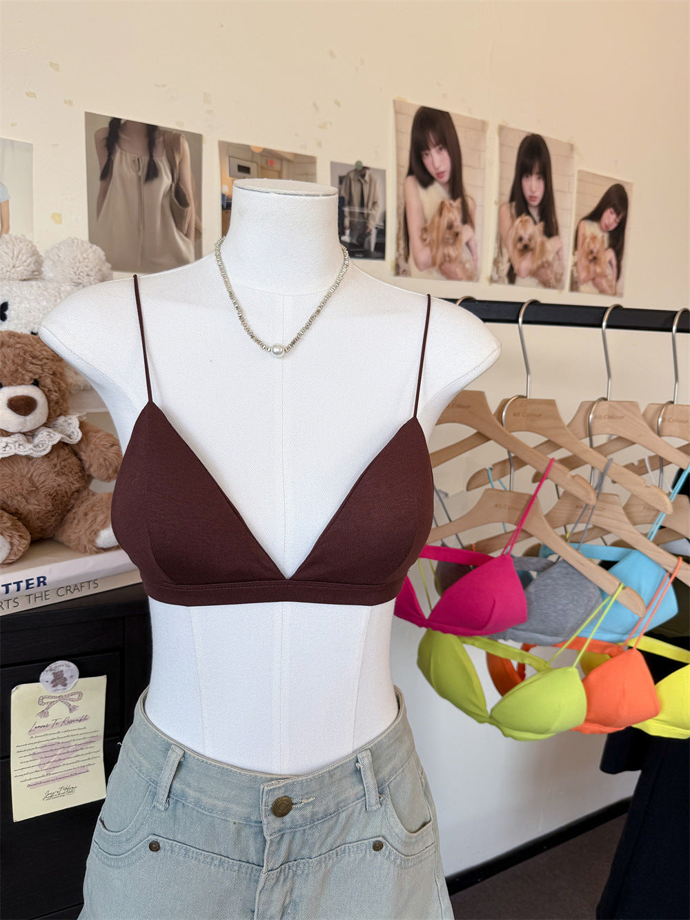 Pure Sexy Solid Color Triangle Cup Women's Bra