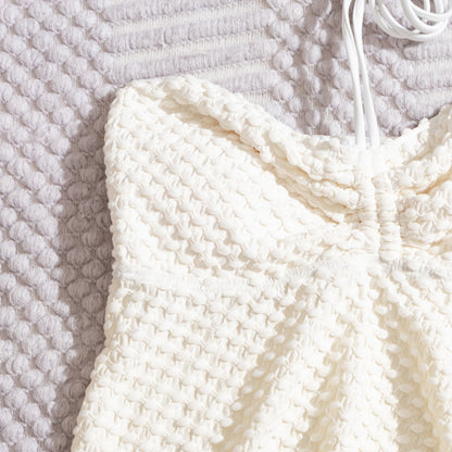 Women's Printed Large Lotus Leaf Bra Drawstring Boxer Swimsuit