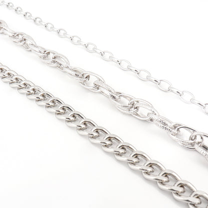 Hip Hop Fashion Pants Chain Men And Women Advanced Sense Multi Ring Silver Metal Chain Heavy Metal Industrial Style Jeans Hip-hop Accessories