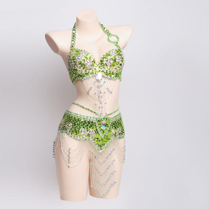 Rhinestone Pearl Embroidery Belly Dance Bra