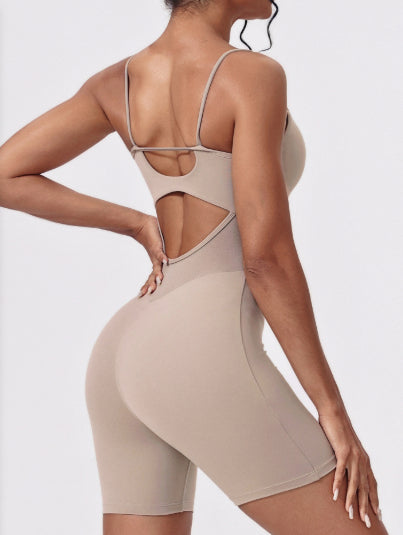 Hollow Shorts Yoga Bra Sports Hip Lifting One-piece