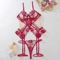 Bra Set Mesh See-through Thin Lace Underwear Three-piece Set