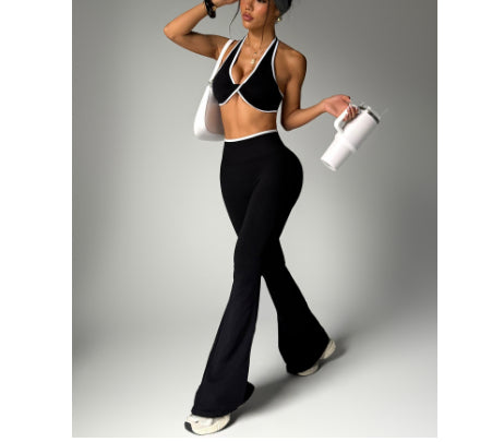 Bra High Waist Peach Hip Bell-bottom Pants Suit